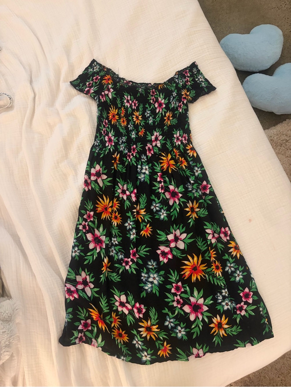 Black Floral Off-Shoulder Casual Sundress-bought in Sweden